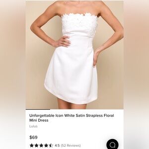 Lulu’s Unforgettable Icon White Satin Strapless Floral Mini Dress Size M